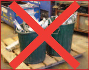 Plastic rubbish bins are unsuitable for the transporting of heavy steel items. The side of the bin splits open.
