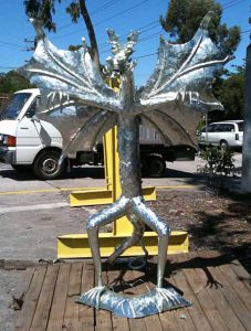 Galvanized dragon sculpture